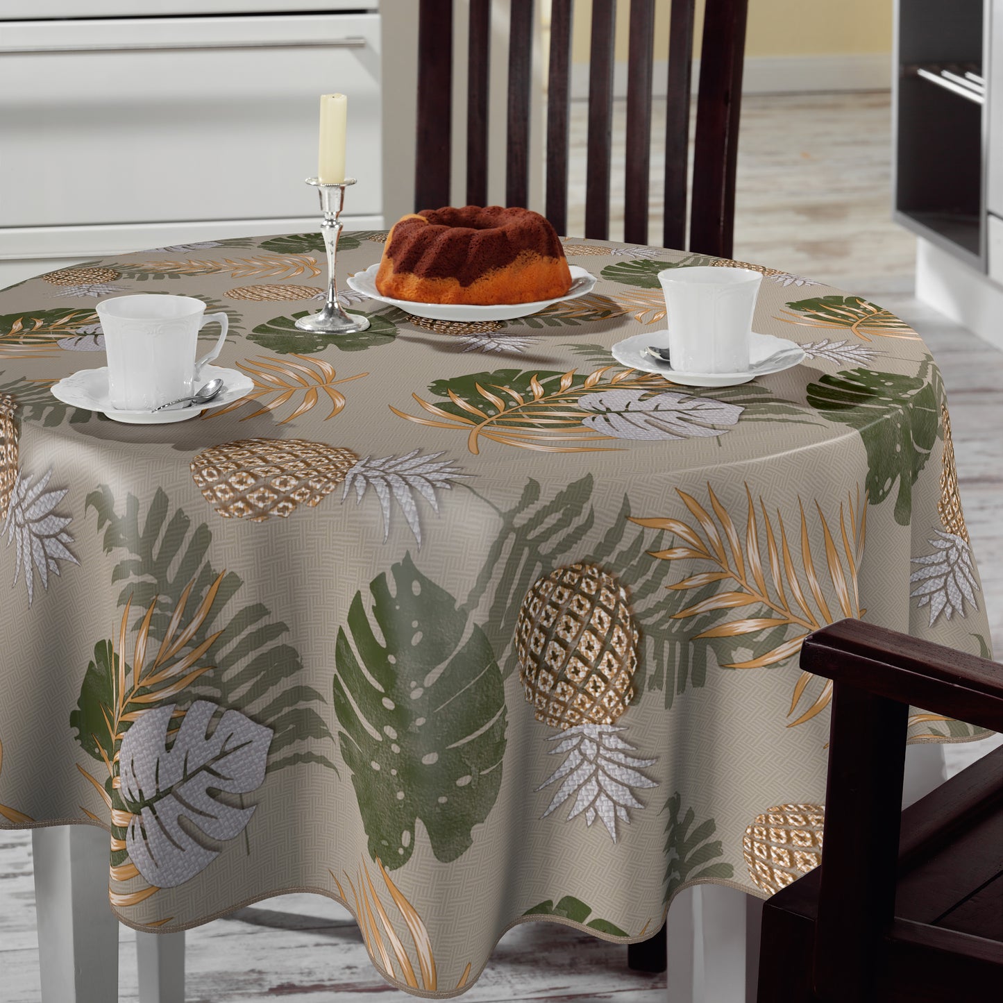 BONITA - Tafelzeil - 160 cm rond - 4X6/02 - Ananas - Met bies - Meerbach Home Deco