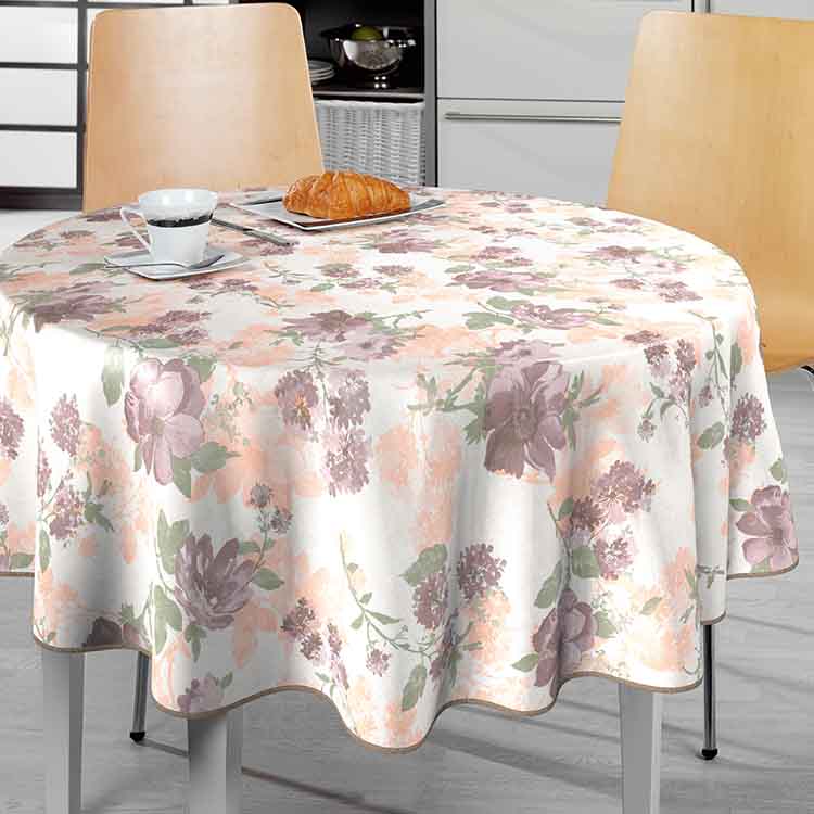 BONITA - Tafelzeil - 160 cm rond - 3P5/05 - Multi - Lelie - Met bies