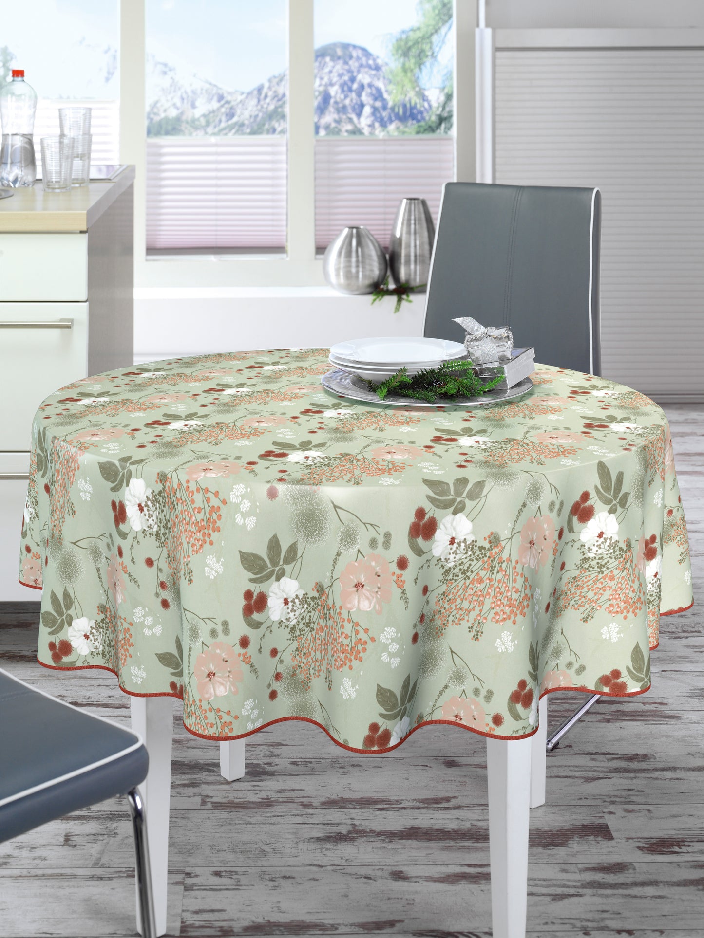 BONITA - Tafelzeil - 160 cm rond - D43/06 - Groen - Met bies