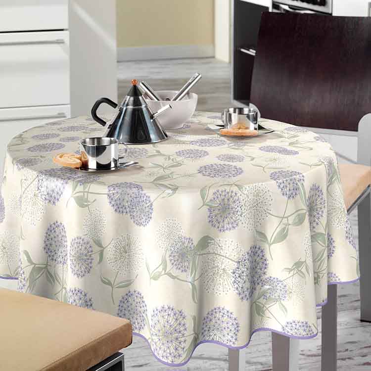 BONITA - Tafelzeil - 160 cm rond - 3M7/01 - Paars - Paardenbloem - Met bies