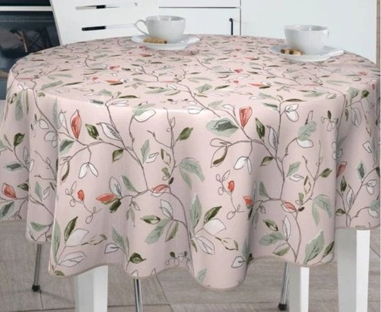 BONITA - Tafelzeil - 160 cm rond - 5R4/02 - Roze - Bloem - Met bies