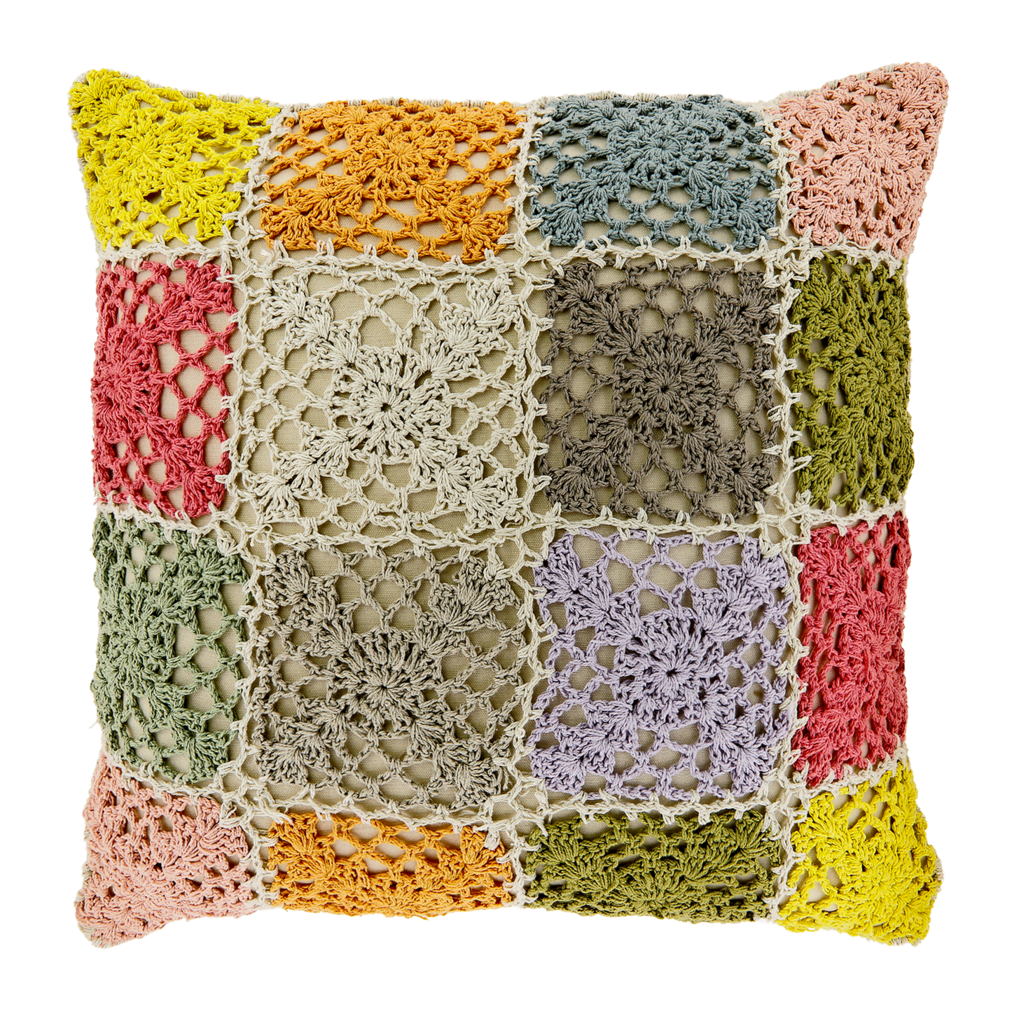 DINA - Sierkussen - 45x45 cm - Knitted - Kleurrijk