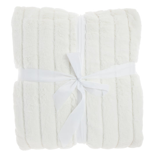 Bedsprei Rib - Fake fur - Heerlijk zacht - Dove white