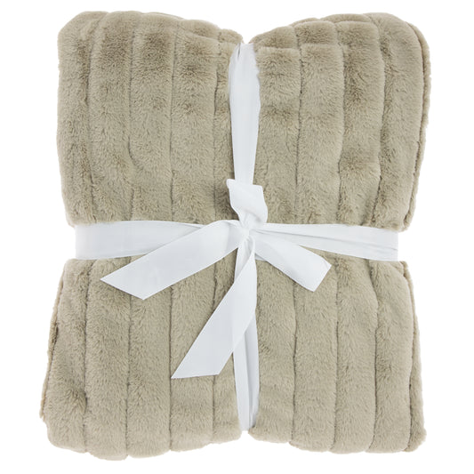 Bedsprei Rib - Fake fur - Heerlijk zacht - Taupe