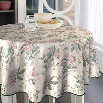 BONITA - Tafelzeil - 160 cm rond - 4W4/14 - Roze - Bloem - Met bies