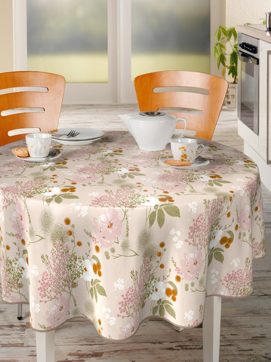 BONITA - Tafelzeil - 160 cm rond - D43/03 - Roze - Bloem - Met bies