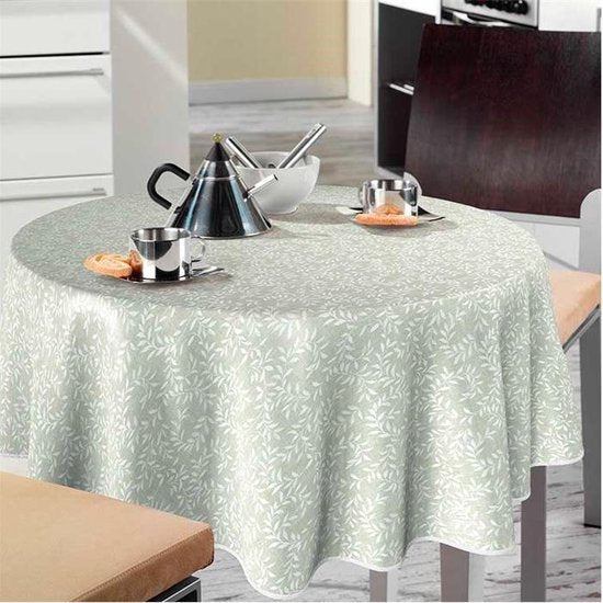 BONITA - Tablecloth - 160 cm round - 13U/11 - Green - Flower - With border