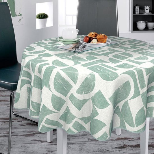 BONITA - Tafelzeil - 160 cm rond - 1E5/05 - Groen - Abstract design - Met bies