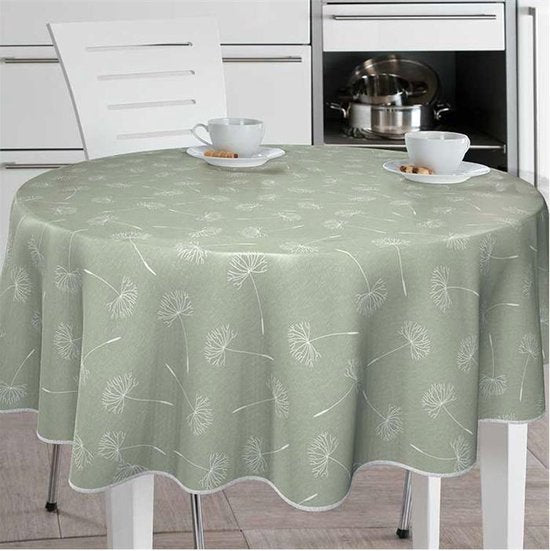 BONITA - Tablecloth - 160 cm round - 14T/02 - Green - Dandelion - With border