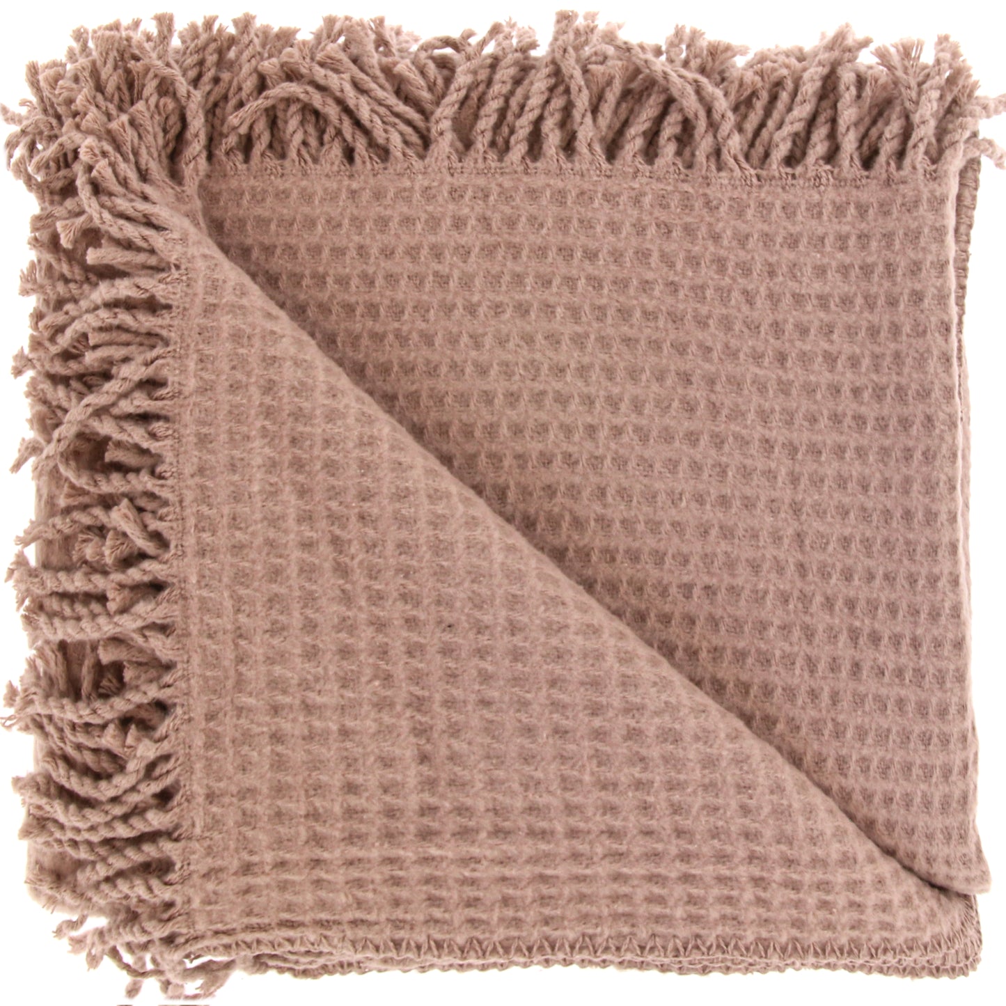 SELIEN plaid - 150x200 cm - Wafelpatroon - Met franjes - Meerbach Home Deco